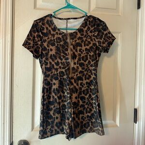 Leopard Print Short Sleeve Dress